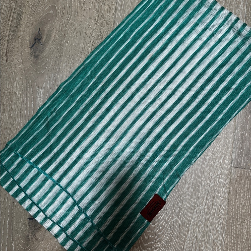 Missoni Green and White Striped Scarf